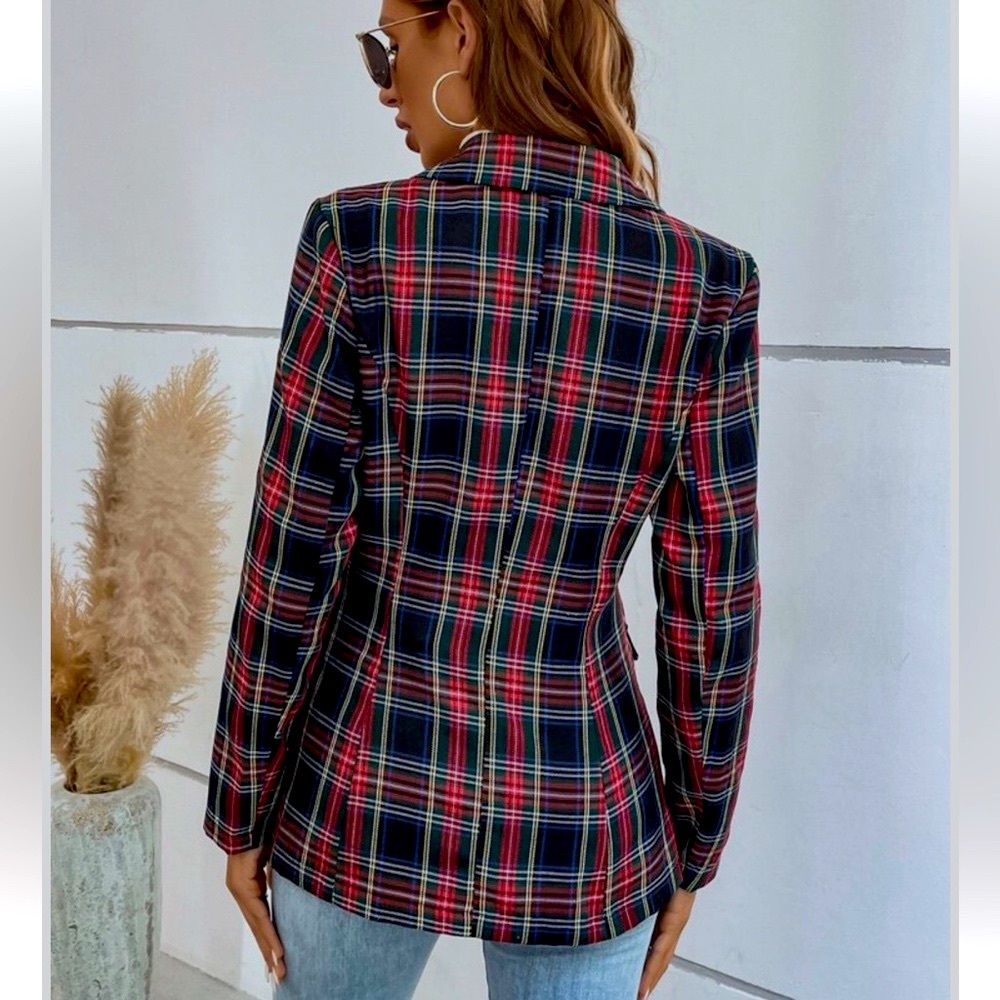 Anne Klein size XL woman plaid multicolor blazer